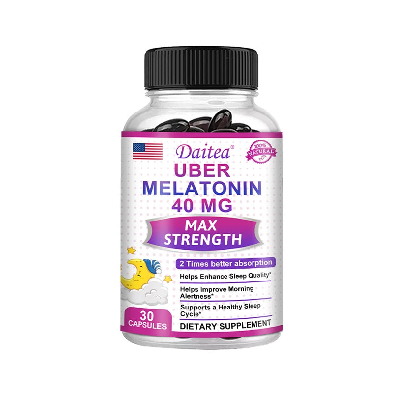Daitea Super Melatonin Capsules-40mg Contain Vitamin C, Help You Fall Asleep Faster, Relieve Insomnia and Improve Sleep Quality