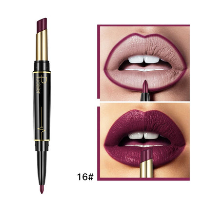 Pudaier Makeup 2 in 1 Matte Lipstick & Lip Liner Nude Lip Stick Pencil Make up Cosmetics Lip Balm Matt Cream Lipbalm Lipliner