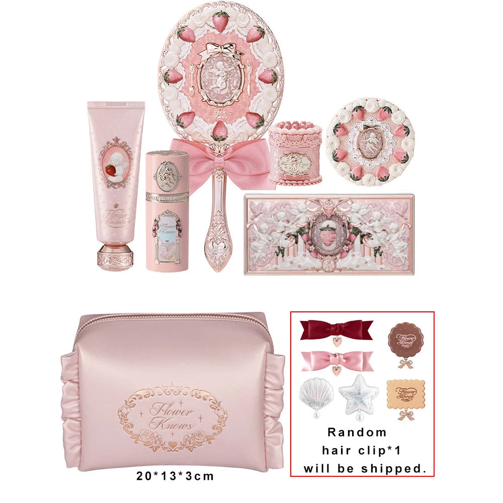 Flower Knows Stay Sweet 8 Pc Full Face Makeup Set Eyeshadow Blush Contour Lip Cream Hydrating Soft Matte Pigment Glowy Kit