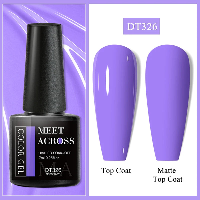 MEET ACROSS 7ml Black White Red Gel Nail Polish Glitter Semi Permanent Nail Supplies Gel Vernis for All-Season Nails Design