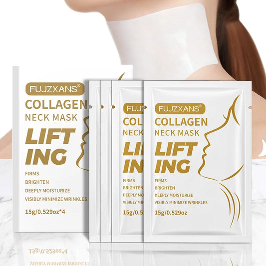 Overnight Collagen Neck Mask Anti Wrinkle 4Pcs/Box Moisturizing Lift Firming Neck Mask Hyaluronic Acid for All Skin Types