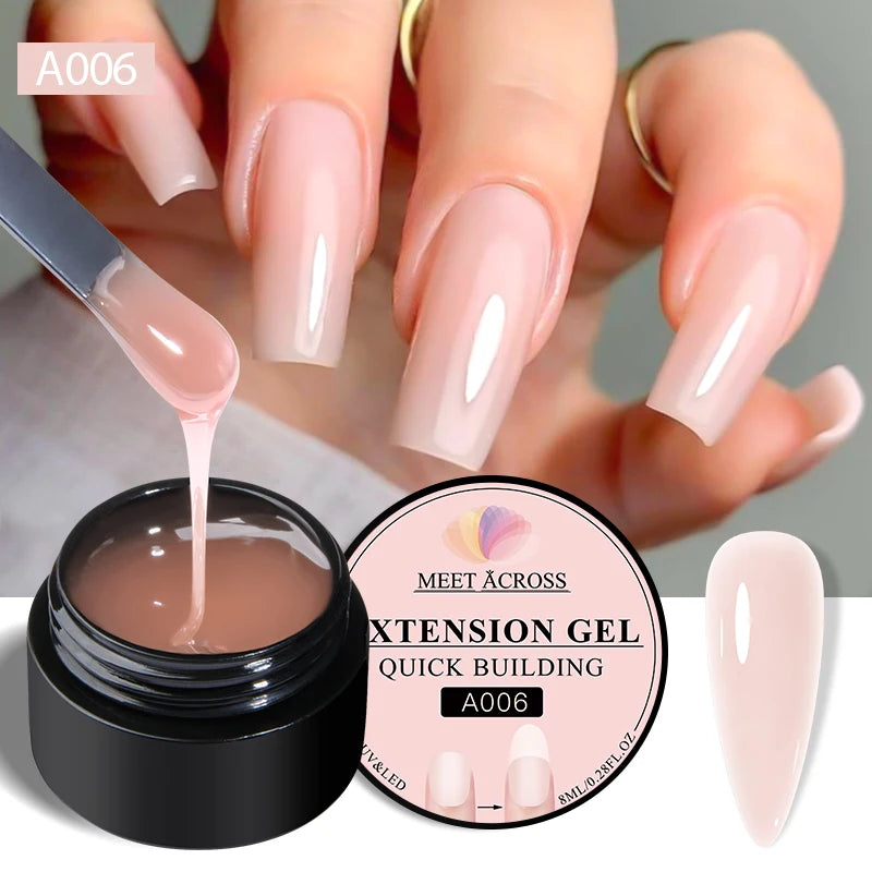 MEET ACROSS 8ml Milk White Quick Extension Gel Nail Polish Vernis Semi Permanent Soak Off  Nail Art UV Gel LED Varnish Nails