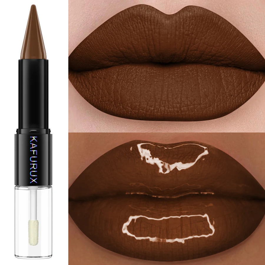 1PC Waterproof 2 In 1 Double Head Lipstick Lip Coat Set  Long Lasting Coat 24HR Makeup Gifts Lip Tint Plumper Lip Oil Lip Glaze
