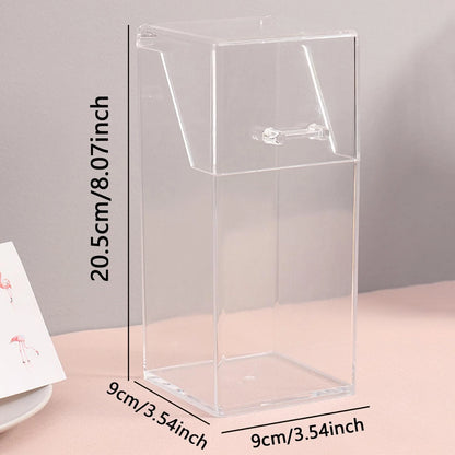 1pc Plastic Makeup Brush Storage Box, Minimalist Clear Multifunction Makeup Brush Storage Holder For Home