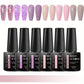 MEET ACROSS 6Pcs Gel Nail Polish Set Pink Red Green Macaron Color Manicure Kit For Nails UV Gel Nail Art Varnish Nail Supplies