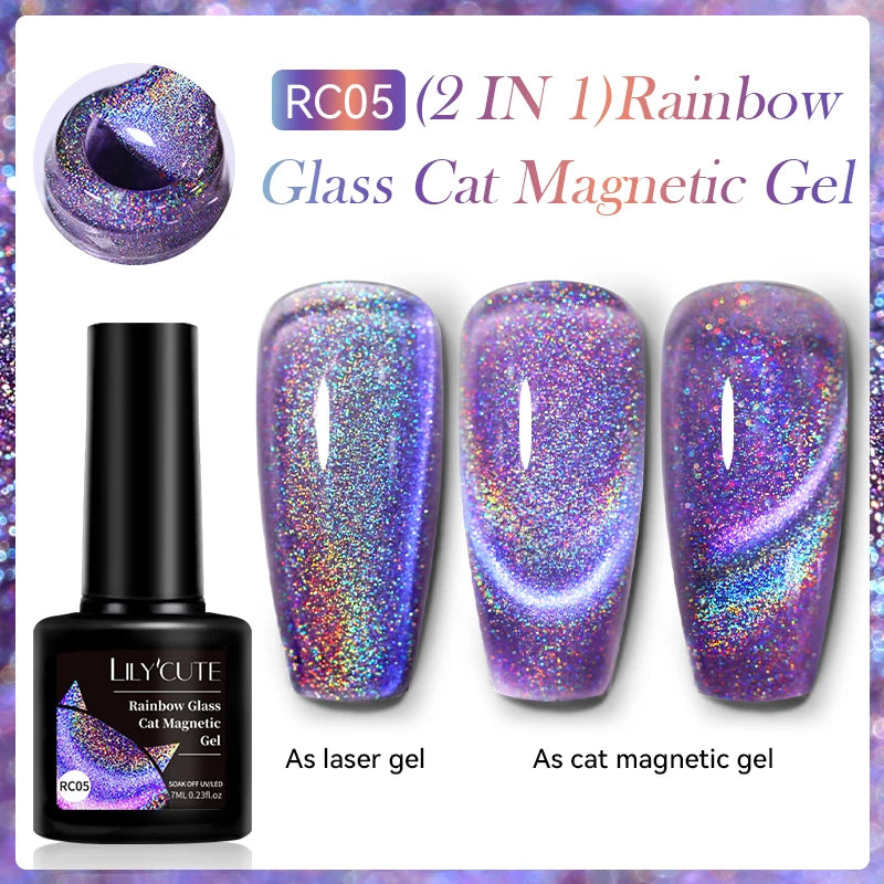 LILYCUTE 7ML Auroras Glitter Thermal Gel Nail Polish Temperature Color Changing Semi Permanent Soak Off Nail Art UV Gel Varnish
