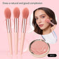 3 pieces of soft fiber makeup brushes: blush brush, powder brush, contour brush and contouring brush, all for makeup application