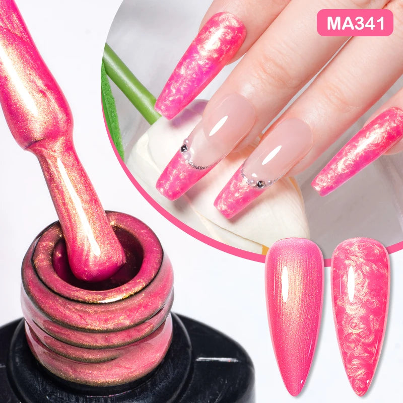 MEET ACROSS 7ml Rubber Base Gel Glitter Nude Pink White 2 In 1 Gel Nail Polish Nail Art Varnish For Nails Winter Autumn Manicure