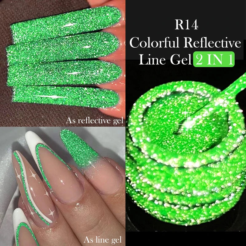 LILYCUTE 5ml Line Art Gel Nail Polish Gold Silver DIY Drawing Gel Reflective Glitter Design Semi Permanent Painting Gel Varnish
