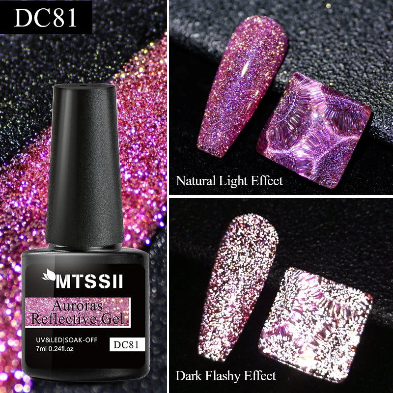 Mtssii 7ml Reflective Glitter Thermal Gel Nail Polish Color Changing Gel Semi-permanent Nail Art Varnishes Soak Off UV LED Gel