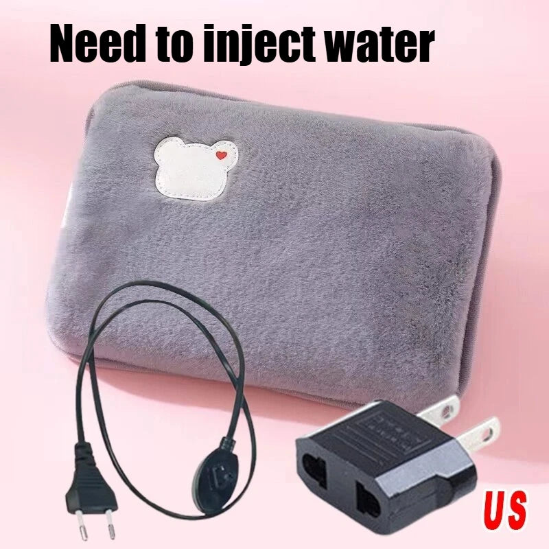 Soft Plush Electric Hot Water Bottle Charging with EU/US/AU Plug for Winter Warmth and Pain Relief Winter Women's Gifts