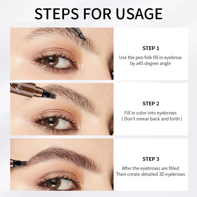Precision Four-Tip Waterproof Eyebrow Pencil – Long-Lasting, Smudge-Proof, Natural Finish Eyebrow Enhancer