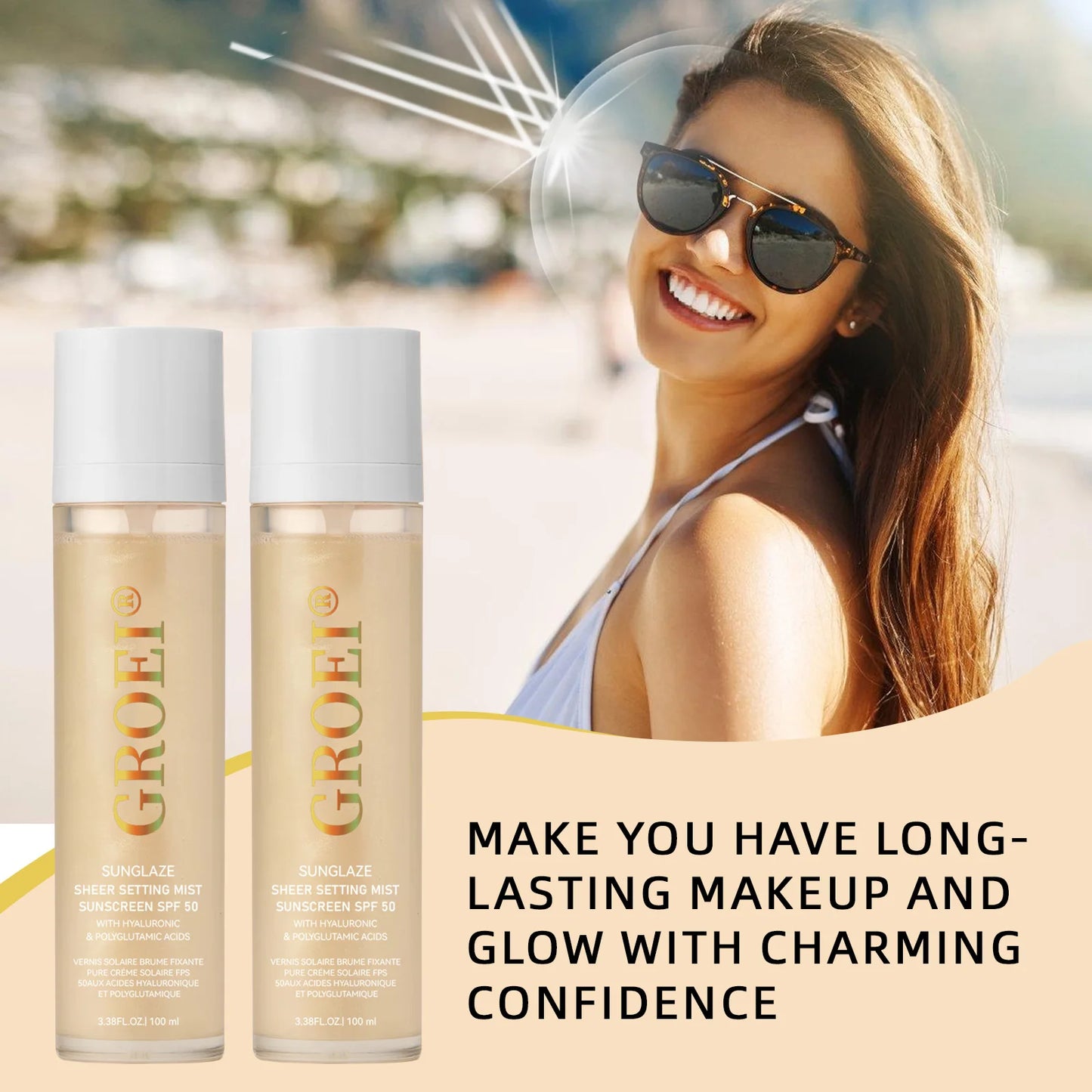 100ml Oil-Free UV Setting Spray - Non-Greasy, Blocks Harmful Rays & Reduces Shine