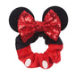 Disney Mouse Ears Velvet Scrunchies Hairband Women Elastic Ponytail Holder Girls Sequin Bow 2023 Kids Party DIY Hair Accessories